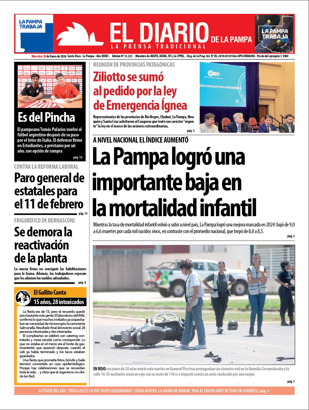 Tapa de El Diario en papel  mieacutercoles 28 de enero de 2026